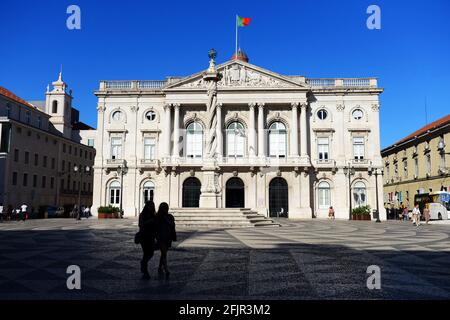 Praça Municipio / kommunale qm in Lissabon. Stockfoto