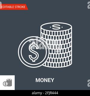 Geld Symbol. Dünne Linie Vektor Illustration Stock Vektor