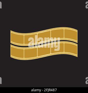 GOLDENER FILMSTREIFEN ISOLIERT AUF SCHWARZEM HINTERGRUND VEKTOR-ILLUSTRATION Stock Vektor