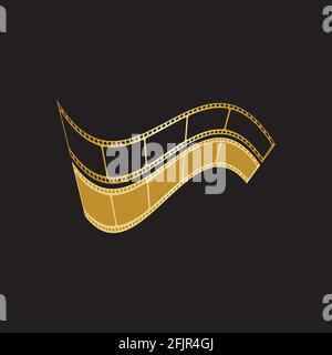 GOLDENER FILMSTREIFEN ISOLIERT AUF SCHWARZEM HINTERGRUND VEKTOR-ILLUSTRATION Stock Vektor