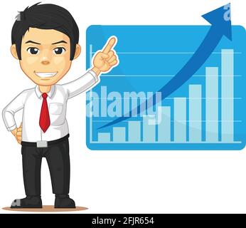Office-Mitarbeiter Erhöhen Graph Präsentation Diagramm Cartoon-Vektor Stock Vektor