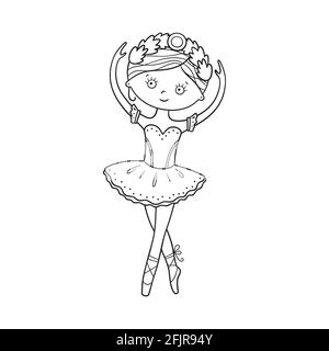 Kleine niedliche Ballerina in spitzenschuhen und Kleid. Isolierte Vektordarstellung im Doodle-Stil Stock Vektor