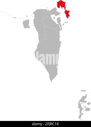 Gouvernement Muharraq isoliert auf der karte von bahrain. Geschäftskonzepte und -Hintergründe. Stock Vektor