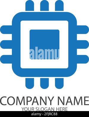 Symbolvorlage für CPU-Symbole mit einfachen Vektorsymbolen Stock Vektor