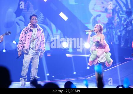 Taipeh. April 2021. Jolin Tsai veranstaltete am 24. April 2021 das Konzert „Jolin Ugly Beauty±“ in Taipei, Taiwan, China. (Foto: TPG) Quelle: TopPhoto/Alamy Live News Stockfoto