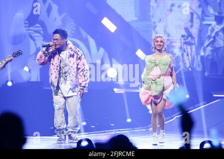 Taipeh. April 2021. Jolin Tsai veranstaltete am 24. April 2021 das Konzert „Jolin Ugly Beauty±“ in Taipei, Taiwan, China. (Foto: TPG) Quelle: TopPhoto/Alamy Live News Stockfoto