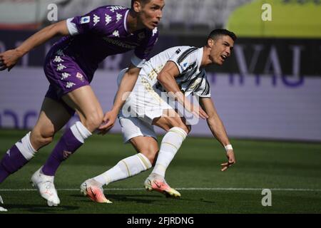 Florenz, Italien. 25. April 2021. Während des Serie A Fußballspiels zwischen ACF Fiorentina und Juventus FC im Artemio Franchi Stadion in Firenz(Italien), 25. April 2021. Foto Andrea Staccioli/Insidefoto Kredit: Insidefoto srl/Alamy Live News Stockfoto