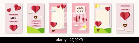 Social-Media-Vorlagen mit Love-Thema für mobile Geräte. Stock Vektor