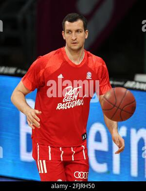 firo: 25.04.2021, Basketball, 1. Bundesliga, Saison 2020/2021, FC Bayern Basketball, FC Bayern Basketball - Alba Berlin, Paul Zipser, FC Bayern Basketball, FCBB, München, Halbzahl, weltweite Nutzung Stockfoto