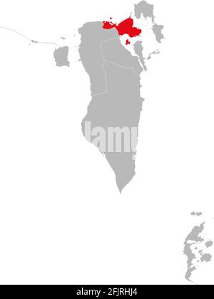Al asimah auf der Karte von bahrain. Geschäftskonzepte und -Hintergründe. Stock Vektor