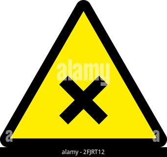 Warnschild „gesundheitsschädlich“. Schwarz auf gelbem Hintergrund. Chemische Sicherheitsschilder und -Symbole. Stock Vektor