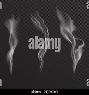 Vector Set realistische Ströme von transparenten isolierten Rauch Set Design Elemente Zigarette Marihuana Rauch Stock Vektor