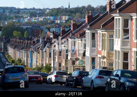 Viktorianische Reihenhäuser, Bristol, Großbritannien Stockfoto