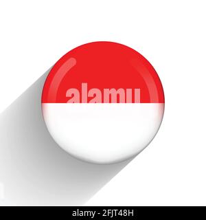 Glaskugel mit Flagge Indonesiens. Runde Kugel, Vorlagensymbol. Indonesisches nationales Symbol. Glänzende realistische Kugel, 3D abstrakter Vektor Stock Vektor