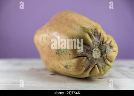 Formosa Sorte Papaya Frucht auf Holz Hintergrund. Papaya Formosa. Fruchtquelle reich an Nährstoffen. Essbare Früchte. Zutat für Säfte und Protein Sou Stockfoto