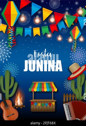 Festa Junina Hintergrund. Plakat zum brasilianischen juni-Festival. Stock Vektor
