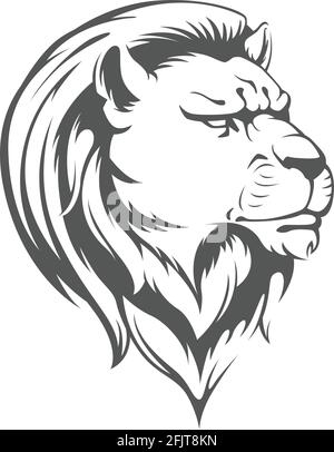 Silhouette Löwenkopf Schablone Sport Team Zeichnung Vektor Illustration Stock Vektor