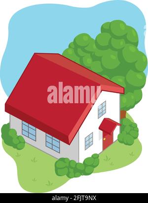 Isometrisches Haus Spiel Asset Cartoon Vektor Illustration Zeichnung Stock Vektor