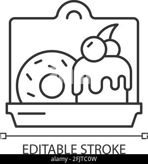 Kuchen und Desserts – lineares Symbol zum Mitnehmen Stock Vektor