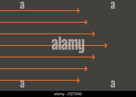 Farbige dünne Pfeile zeigen nach rechts auf grauem Hintergrund. Richtung. Spur. Vektorhintergrund. Stock Vektor