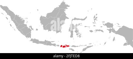 Barat-Provinz Nusa tenggara, isoliert auf indonesienkarte. Grauer Hintergrund. Geschäftskonzepte und -Hintergründe. Stock Vektor