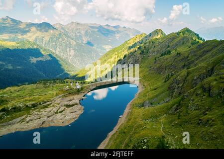 Valgerola, Valtellina (IT), Talsperre Pescegallo, Luftaufnahme Stockfoto