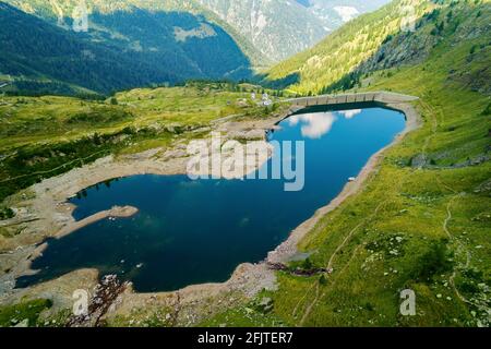 Valgerola, Valtellina (IT), Talsperre Pescegallo, Luftaufnahme Stockfoto