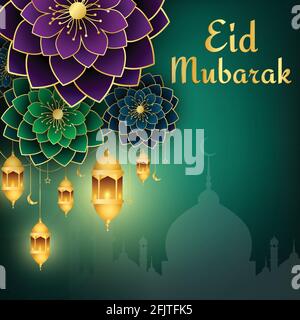 Eid Festival Vektor Illustration Hintergrund. Eid Mubarak Banner Design. Elegantes Kartendesign. Stock Vektor