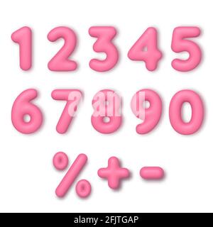 Realistische 3d-Schriftfarbe rosa Zahlen. Zahl in Form von Ballons. Vorlage für Produkte, Werbung, Web-Banner, Broschüren, Zertifikate und Stock Vektor