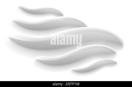 Weiße 3d-Wellenformen an der weißen Wand, realistisches 3d-Element, Spiel von Licht und Schatten, Skulpturenstruktur Stock Vektor