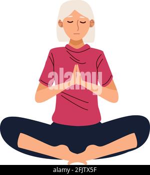 Großmutter praktiziert Yoga Stock Vektor
