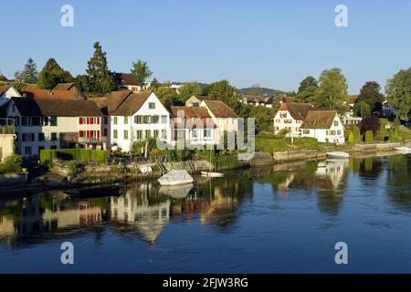 Schweiz, Schaffhausen Kanton, Stein am Rhein, Historischer Teil der Stadt am Rheinufer Stockfoto