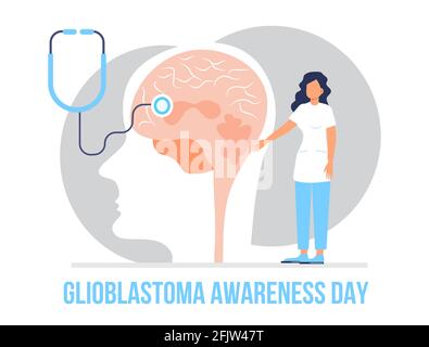 Glioblastom Awareness Day Konzeptvektor für medizinisches Banner, Website. Illustration zu Chemotherapie und Onkologen. Arzt der Onkologie behandeln Patienten und Stock Vektor