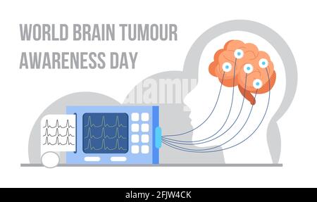 Welt Gehirn Tumor Bewusstsein Tag Konzept Vektor. Medizinische Veranstaltung wird im Juni gefeiert. Neurologe behandeln das Gehirn. Neurologie, Demenz, Alzheimer-Metapher. Stock Vektor