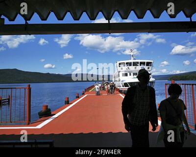 Japan, Hokkaido Insel, Lake Akan, Kushiro, Ausflug auf dem See Stockfoto