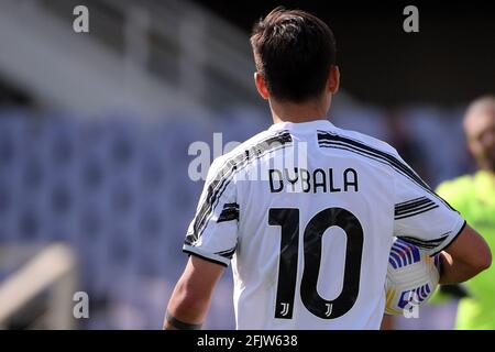 Florenz, Italien. April 2021. Paulo Dybala von Juventus FC während des Fußballspiels der Serie A zwischen ACF Fiorentina und Juventus FC im Artemio Franchi-Stadion in Florenz (Italien), 25. April 2021. Foto Federico Tardito/Insidefoto Kredit: Insidefoto srl/Alamy Live News Stockfoto