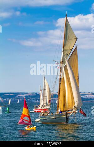 Frankreich, Finistère (29), Douarnenez, Agnes von Scilly, réplique d'un cotre pilote des îles Scilly sur le Port du Rosmeur pendant le Festival maritime Temps Fête 2018 Stockfoto