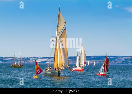 Frankreich, Finistère (29), Douarnenez, Agnes von Scilly, réplique d'un cotre pilote des îles Scilly sur le Port du Rosmeur pendant le Festival maritime Temps Fête 2018 Stockfoto