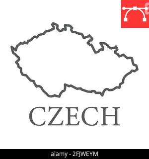 Karte der Linie der Tschechischen Republik Stock Vektor