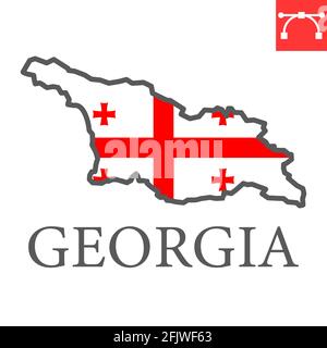 Karte der Flagge von Georgien Farbintensymbol Stock Vektor