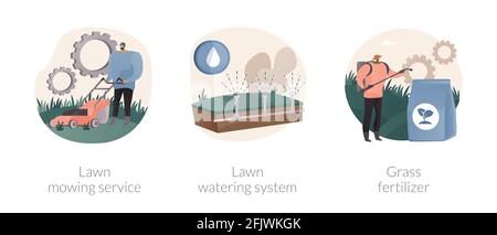 Gartenarbeit Dienstleistungen abstraktes Konzept Vektor Illustrationen. Gartenarbeit Dienstleistungen abstraktes Konzept Vektor Illustrationen.