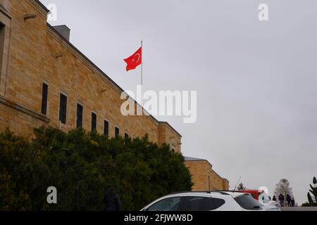 Hauptflagge von Anıtkabir (Atatürk-Mausoleum) - Ankara Stockfoto