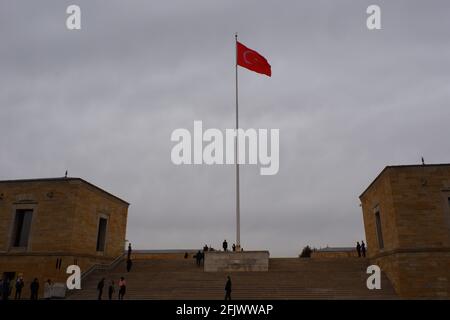 Hauptflagge von Anıtkabir (Atatürk-Mausoleum) - Ankara Stockfoto