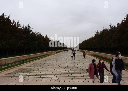 Straße der Löwen; Feierlicher Weg in Anıtkabir (Atatürk Mausoleum) - Ankara Türkei Stockfoto