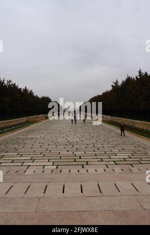 Straße der Löwen; Feierlicher Weg in Anıtkabir (Atatürk Mausoleum) - Ankara Türkei Stockfoto