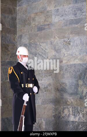 Ehrenwachdienst des Soldaten in Anıtkabir (Atatürk-Mausoleum) - Ankara Stockfoto