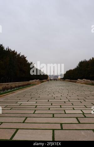 Straße der Löwen; Feierlicher Weg in Anıtkabir (Atatürk Mausoleum) - Ankara Türkei Stockfoto