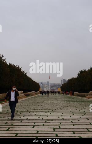 Straße der Löwen; Feierlicher Weg in Anıtkabir (Atatürk Mausoleum) - Ankara Türkei Stockfoto