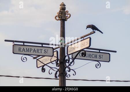 Schilder mit Straßennamen in Galle Fort, Sri Lanka Stockfoto