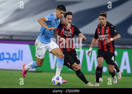 Rom, Italien. April 2021. Italienische Serie A Fußballspiel SS Lazio gegen AC Mailand im Olympiastadion in Rom, Italien. April 2021. Kredit: Roberto Ramaccia/Alamy Live Nachrichten Stockfoto